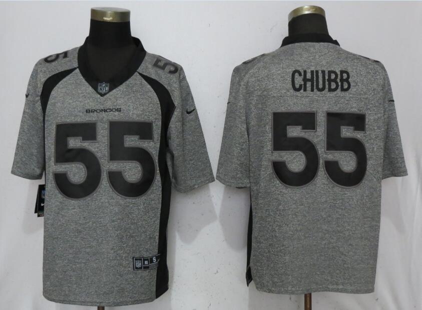 Men Denver Broncos 55 Chubb Gray Vapor Untouchable Stitched Gridiron Nike Limited NFL Jerseys